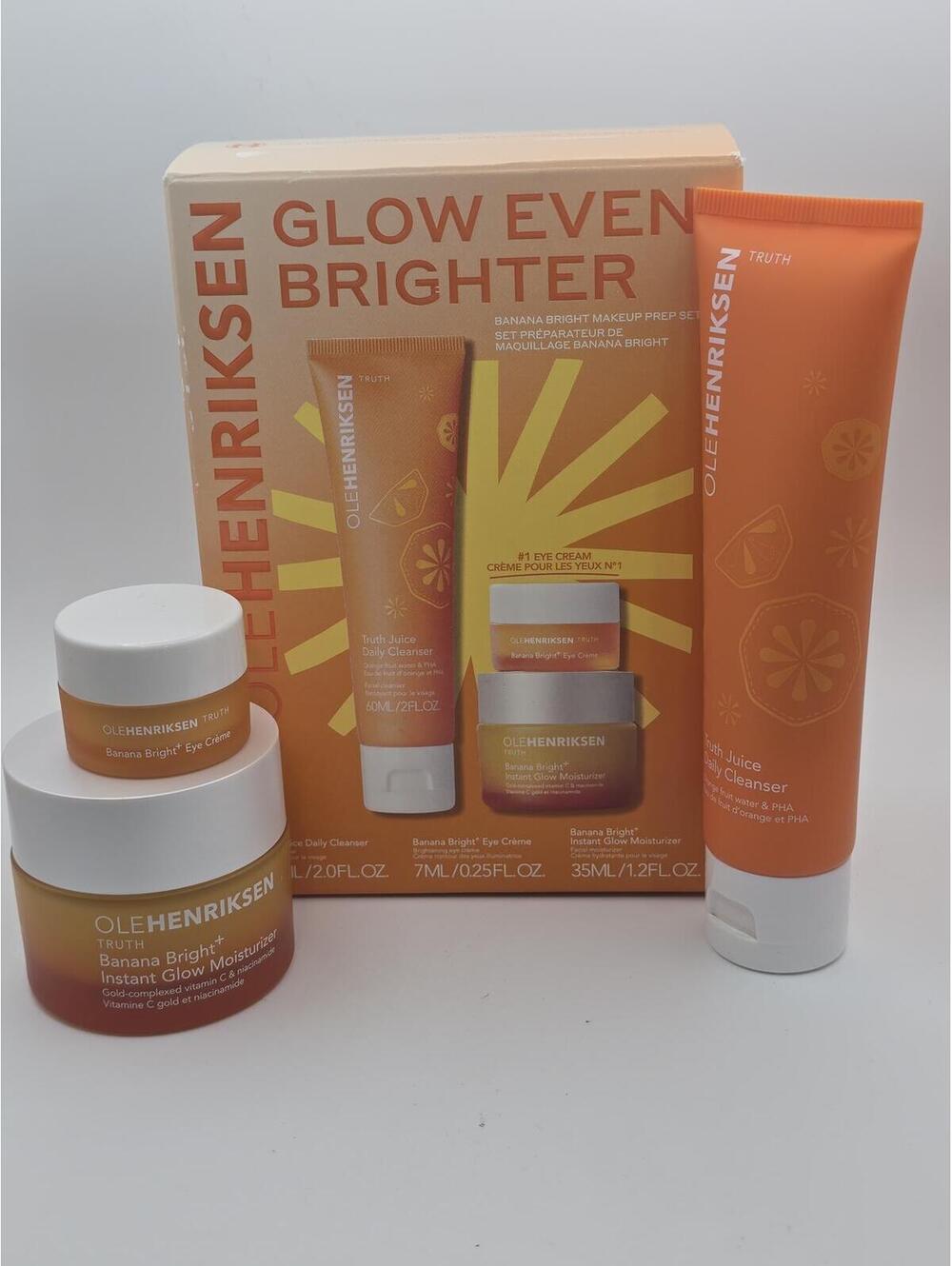 Ole Henriksen Banana Bright Glow Even Brighter Set Cleanser Moisturizer EyeCream